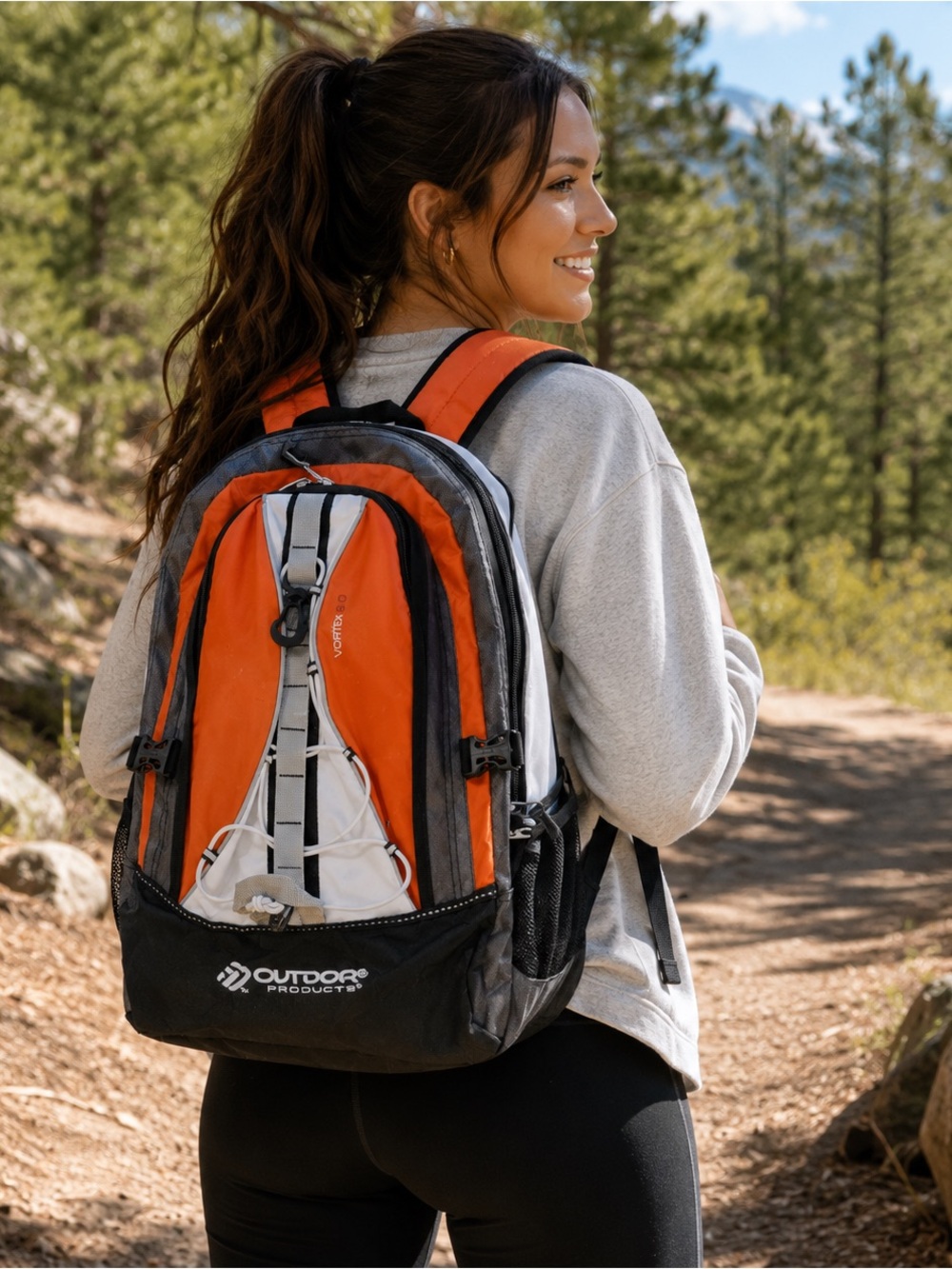 Outdoor Products Backpack  orange Grey Daypack Outdoor Hiking Carry On Travel